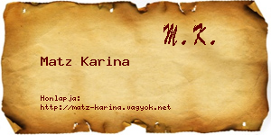 Matz Karina névjegykártya